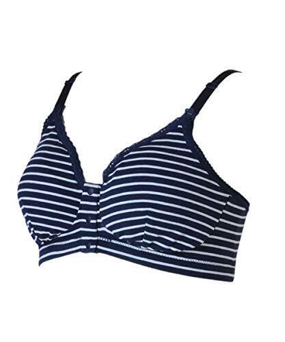 [nissen(ニッセン)] マタニティブラ・ハーフトップ フロントオープン・前開き 【産前・産後】ボーダー柄ウィンドウオープンブラトップ（パッド付） 紺×白 マタニティL マタニティ,授乳用ブラジャー,おすすめ,選び方