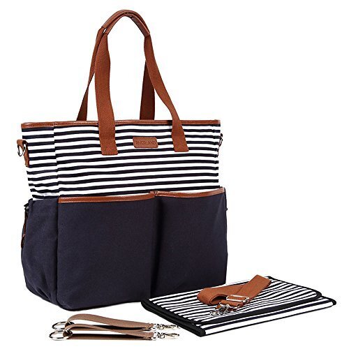 Riverland（リバーランド）マザーズバッグ デザイナー トートバッグ 大容量 おむつ替えシート セット 3way (ソリッドブラック),マタニティ,バッグ,