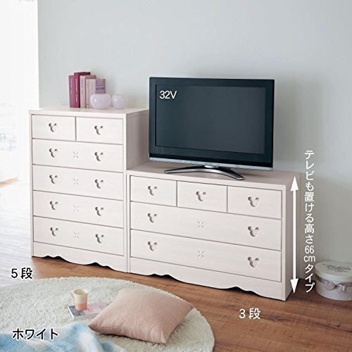 [ベルメゾン] ディズニー チェスト カントリー調 チェスト・タンス 日本製 完成品 ホワイト 5段 幅75 高さ102,