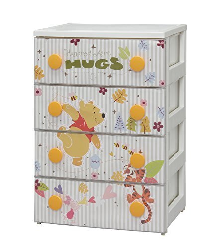 アイリスオーヤマ 収納 チェスト キッズ ディズニー プーさん 4段 完成品 日本製 キッズ 幅56×奥行43×高さ81cm CHG-T554,