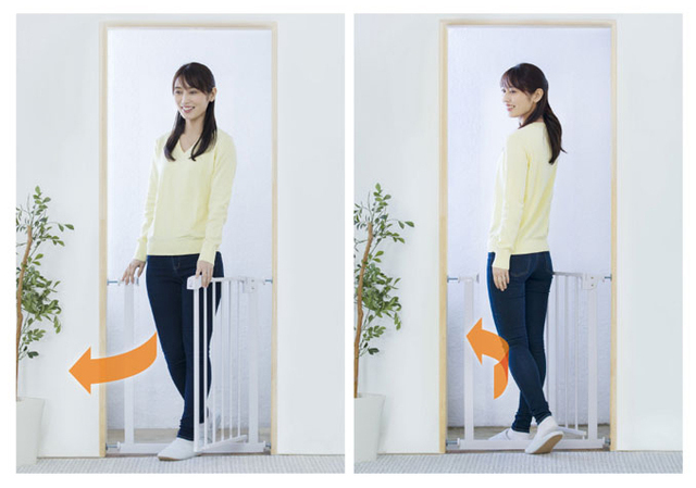 【ベビーセーフティオートゲート(ホワイト)】両開きの扉,ベビーサークル,ベビーゲート,