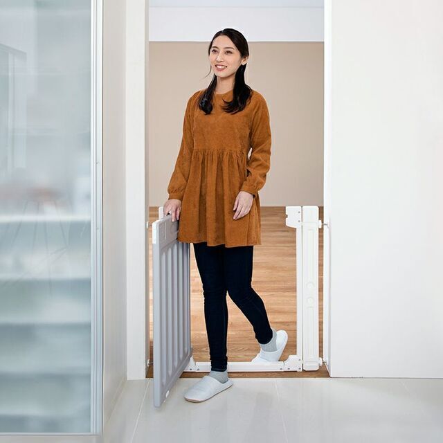 【ベビーセーフティゲート LDK-STYLE 追加フレーム2個付(ホワイト&グレー)】,ベビーサークル,ベビーゲート,