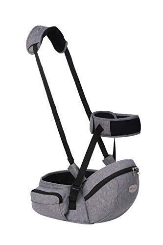 【保育士が推薦】ヒップシート だっこひも【安全ベルト付き改良モデル 日本語説明書付き】抱っこ紐 おんぶ紐 コペルタ 新生児 (デニムグレー),ヒップシート,