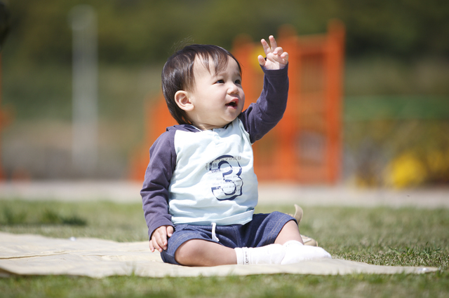 公園でピクニックする赤ちゃん,産後,11ヶ月,