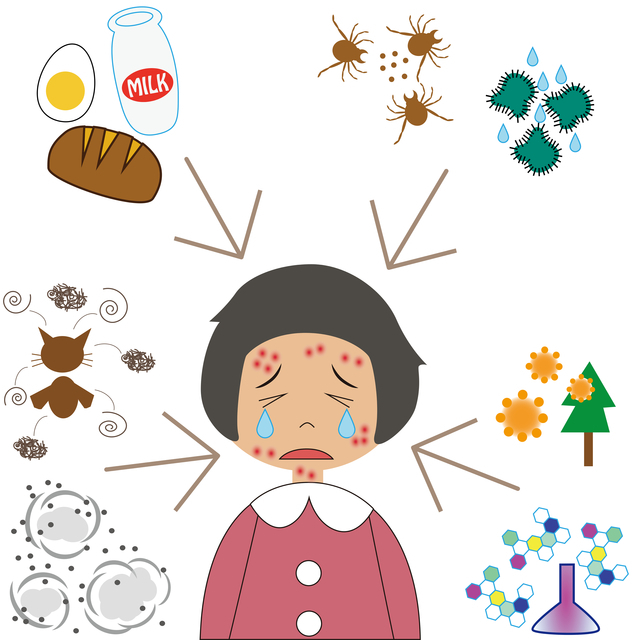 アレルギー要因イメージイラスト,子ども,アトピー,