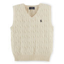 ▼【Polo Ralph Lauren KIDS】ポニー刺繍 ケーブル ニット セーター Vネック ベスト ＜Hanover Cream＞【ポロ ラルフローレン キッズ】Cable Knit Cotton Sweater Vest ＜00A19S358681S00T19＞[キッズ 子供服 お祝い プレゼント ギフト 対応]YA,子供服,フォーマル,