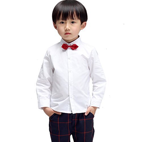 (モリハニ) Ｍｏｌｉ＆Ｈａｎｉ 子供 ワイシャツ シャツ チェック 柄 Yシャツ キッズ 結婚式 発表会 男の子 卒業式 入学式 90 100 110 120 130 140 リボン付き,子供服,フォーマル,