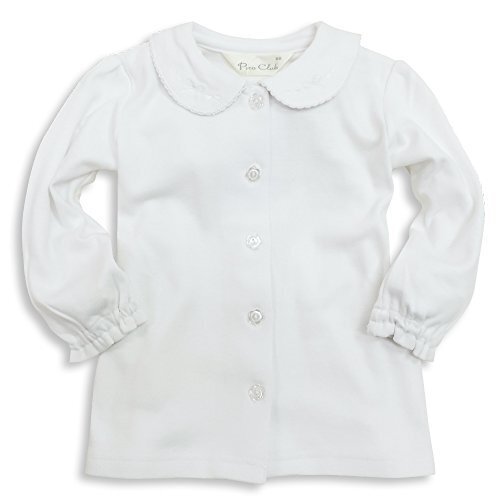 ASHBERRY （アッシュベリー） ニットブラウス(白ブラウス)長袖[シンプル/リボン柄刺繍]綿100％/フォーマル/女の子(723015/743011) (120cm),子供服,フォーマル,