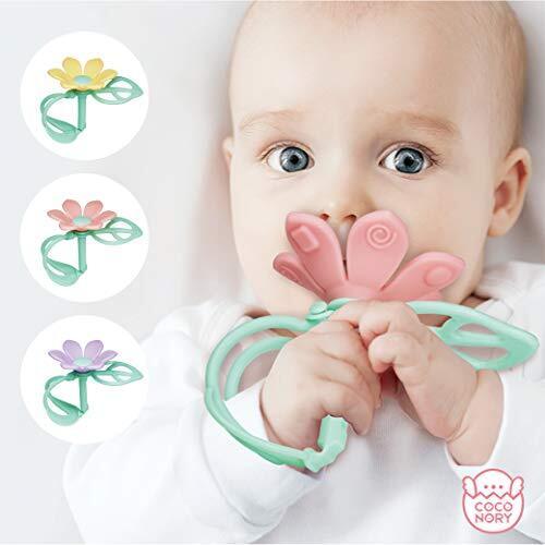 COCONORY 手首にはめて使うお花の歯がため イエロー,赤ちゃん,歯固め,