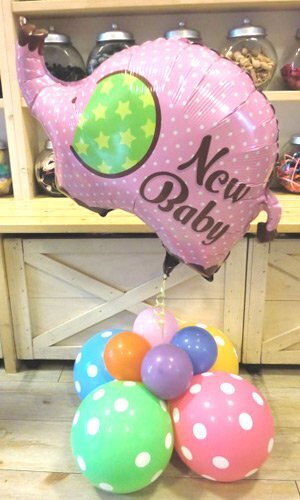 ふわふわドリームパフェ【ベイビーエレファント・ドット】 【ヘリウムガス入り・バルーンギフト】,出産祝い,バルーン,