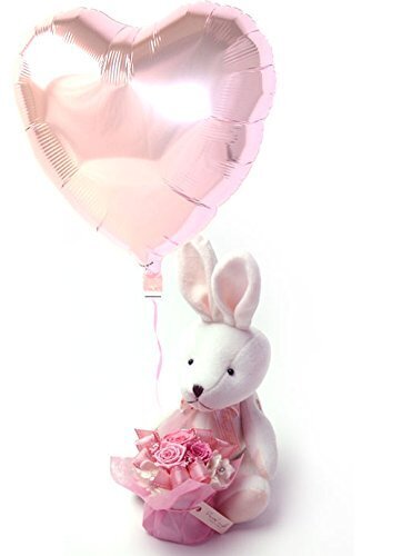 フローラルライフ 花 ギフト プリザーブドフラワー & うさちゃん バルーン:p ストロベリー うさぎ-wp,出産祝い,バルーン,