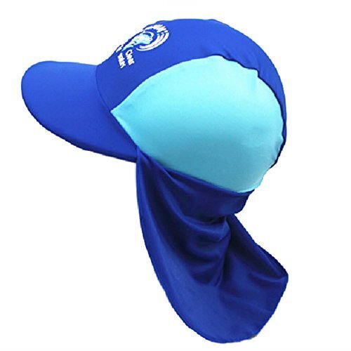 (リッチェ) Ricce 子供用 UVカット 水泳帽 スイムキャップ 日よけ帽子 UVキャップ ツバ付 男女兼用 帽子 キッズ スイミング プール 海 海水浴 水遊び (ブルー Blue, M),プール,持ち物,