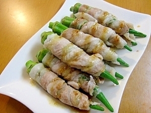 電子レンジdeオクラの豚肉巻き,お弁当,豚肉,