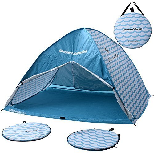 キャンパーズコレクション カーテン付ワンタッチサンシェード3人用 (クッション2枚付き) 200×150cm 海柄 CSE-6UPFUMI,ワンタッチテント,おすすめ,