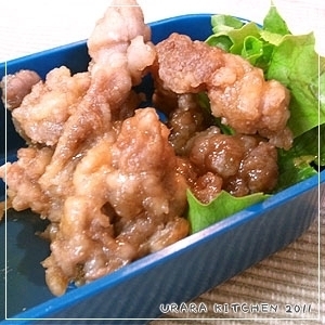 レンジでヘルシーに豚肉の唐揚げ風【お弁当に】,お弁当,彩り,