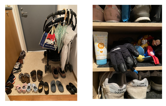 靴が並んだ玄関と収納,