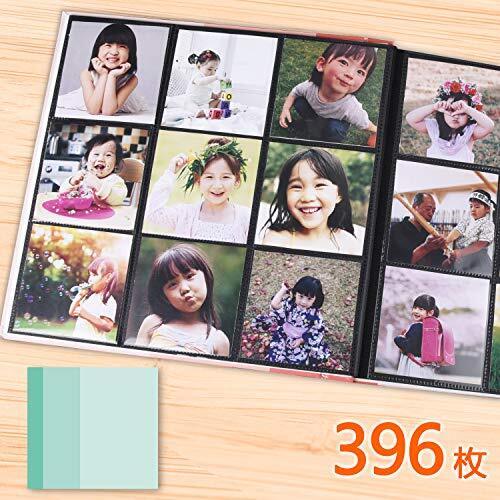SupChamp アルバス写真 フォトアルバム 396枚収納 ましかく ALBUSBOOK 専用1年アルバム 写真 大容量 1年1冊 ポケットアルバム 1日1枚 手作り 卒園アルバム 卒業アルバム エコー写真 寄せ書き 集合写真 子供 成長記録 正方形 かわいい おしゃれ インスタ 黒色台紙 (青色),赤ちゃん,