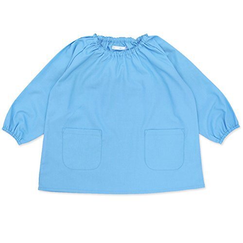 よつば洋品店オリジナル 長袖無地スモック (110/ブルー) 【QO-YY268】,スモック,作り方,