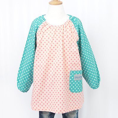 ピュアピンクドット×アクアグリーンドット スモック 110cm,スモック,作り方,