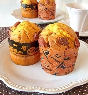 Halloween❢チョコ入りパンプキンマフィン,ハロウィン,お菓子,レシピ