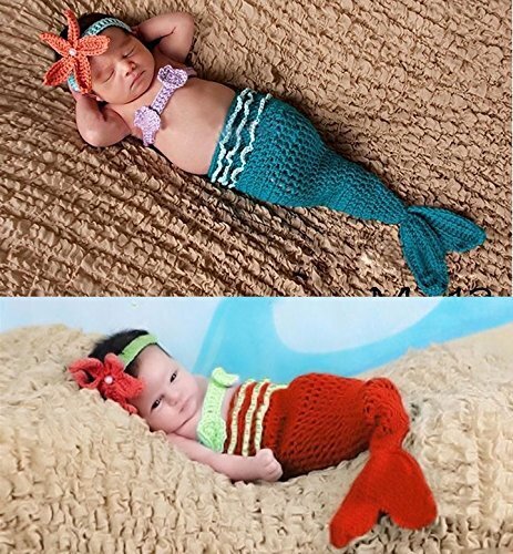 レッド 0-4ヶ月(小) : ベビー コスチューム 寝相アート ハロウィン 人魚 マーメード ベビー服 記念撮影 赤ちゃん 毛糸 ハンドメイド Disney ディズニー 写真撮影用　衣装 誕生記念 赤ちゃん服 仮装 かわいい ベビーニット帽　コスプレ 着ぐるみ 靴 出産祝い (0-4ヶ月(小), レッド),赤ちゃん,ハロウィン,