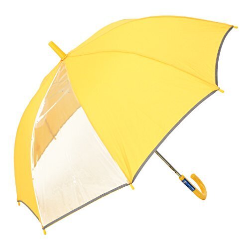 オンブレッロ・ジウ 子供 【耐風骨】ジャンプ傘 55cm 8本骨 グラスファイバー骨 【安心・安全 反射テープ・透明窓付】 無地 SC-4043 イエロー,入学準備,グッズ,リスト