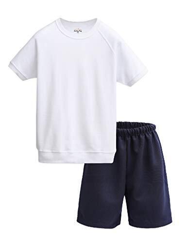 体操服 体操着 半袖 クォーターパンツ SunnyHug 男の子 女の子 兼用 綿高混スムース 吸汗速乾 スクール キッズ 幼稚園 小学生 中学生 (150(身長145～155、参考年齢12～13歳), 半袖+クォーター 上下セット),入学準備,グッズ,リスト
