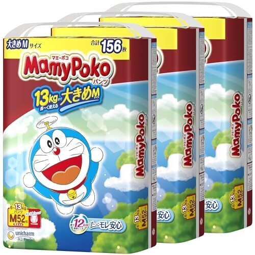 【旧品】【パンツ Mサイズ】 マミーポコ ドラえもん オムツ(6~13kg)156枚(52枚×3) [ケース品]【Amazon.co.jp限定】,紙おむつ,パンツタイプ,口コミ