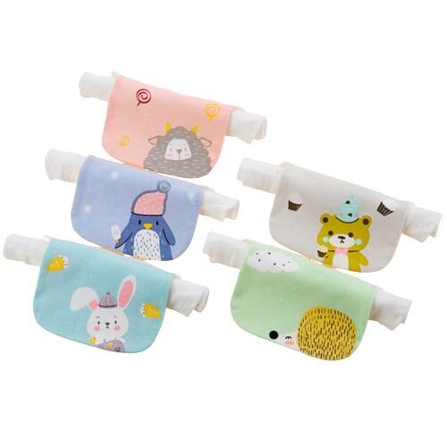 [LINXAS] 汗取りパッド ベビー 5枚組 4層 ガーゼ 赤ちゃん 新生児 背中パッド 寝汗 布団 綿 100％ 汗取りインナー 背中 (M, どうぶつ （おいしいね）),汗取りパッド,赤ちゃん,