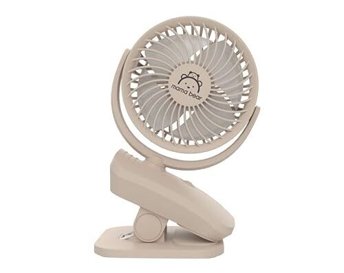 [Amazonブランド] Mama Bear (ママベアー) クリップファン 自動首振り機能付き ベージュ,熱中症,赤ちゃん,