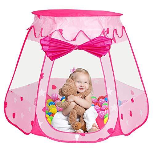 Iiomise 子供　キッズテント ボールハウス　おもちゃ　知育玩具　折りたたみ式 　アウトドアも室内 (ピンク)　収納 　誕生日　ゲーム,1歳,おもちゃ,