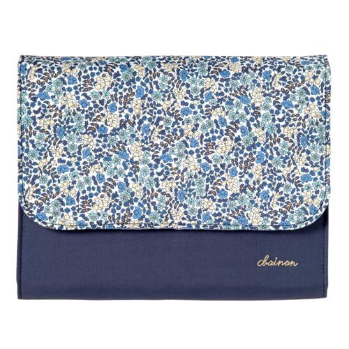 [犬印本舗] 母子手帳ケース 大容量 リバティプリント 花柄 ネイビー 軽量 A5サイズ 18*23*6cm [ジャバラマチタイプ],母子手帳,