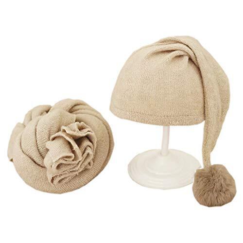 Juliyan ニューボーンフォト お包み スリーピング ラップ 新生児 ブランケット 帽子 子供 ベビー おくるみ 赤ちゃん おくるみ フォトスタジオ用 出産祝い 百日 記念撮影 小物 ベージュ,ニューボーンフォト,