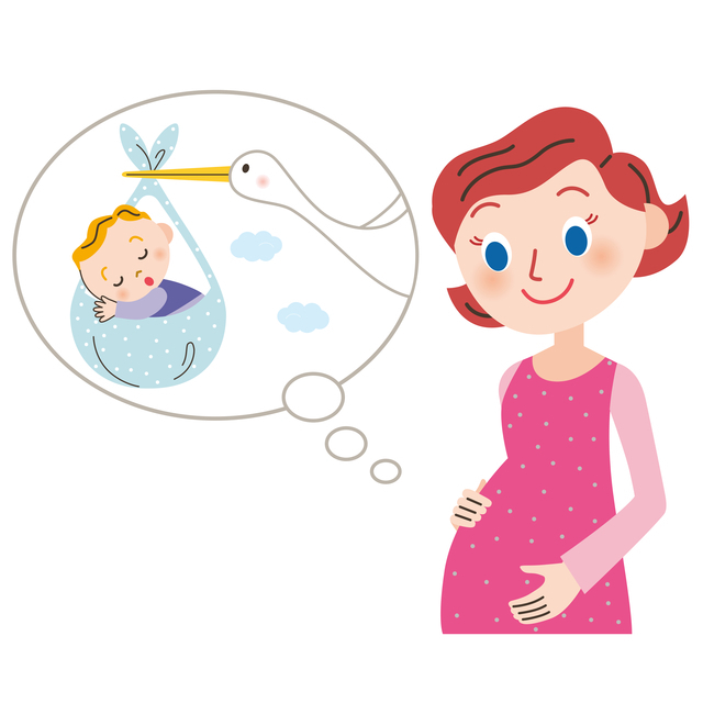 お腹の中の赤ちゃんを思うママ,妊娠,6週,