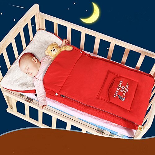 TuoHai 3WAYフットマフ 多機能 暖かい 赤ちゃん 寝袋 ベビーカー用 ポカポカ 厚手 フットマフ 防寒 布団蹴り防止 寝冷え対策 お出かけ用 (赤),ベビーカー,フットマフ,