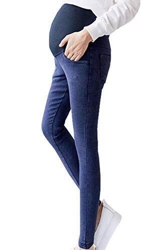 Ptika 美脚 マタニティ デニム パンツ ストレッチ ジーンズ 産前 産後 ウエスト調整 洗濯ネット付き (01_ブルー, XL),マタニティパンツ,