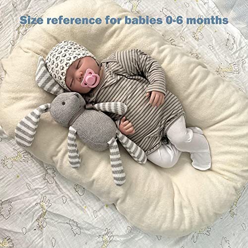 FLUFFYFUN オーガニックコットンの 赤ちゃん 玩具, うさぎ ぬいぐるみ 18cm (グレー),月齢カード,無料,手作り