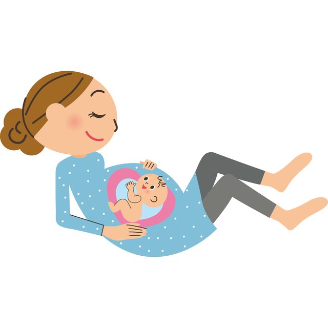 ママと赤ちゃんのイラスト,妊娠初期,眠気,