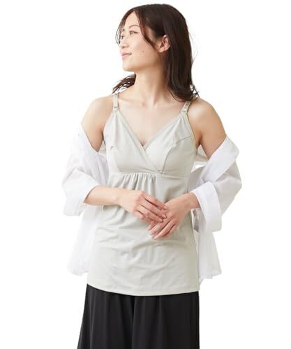 [ニッセン] マタニティ肌着・キャミソール 【産前・産後】 授乳キャミソール（パッド付）（吸汗速乾・ＵＶ加工） ライトグレー マタニティL,マタニティ,キャミソール,