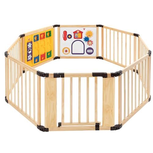 日本育児 木のミュージカルキッズランドDX (ナチュラル) 木製の折りたためるベビーサークルがトイパネル付きで登場,ベビー家具,インテリア,