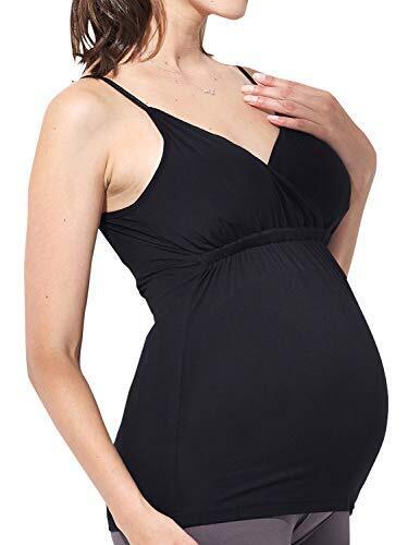 Sweet Mommy マタニティ 授乳服 インナー さらさら 竹繊維 キャミソール 吸汗 パッドつきインナー 特注パッド入り カップ裏はオーガニックコットン100％ M ブラック,マタニティフォト,衣装,