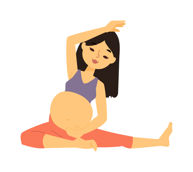 マタニティスポーツをする妊婦さん,妊娠23週,胎動,