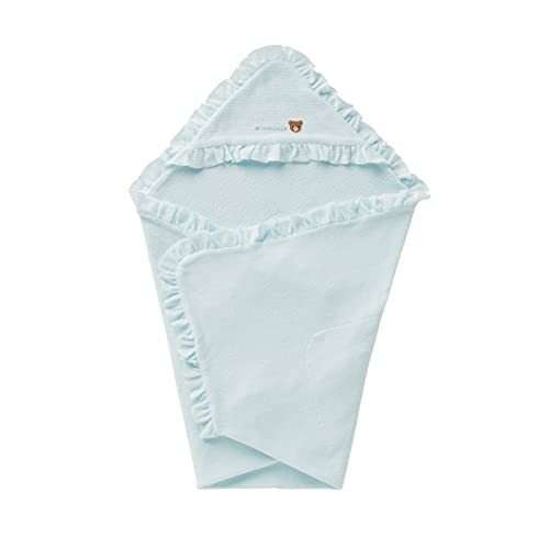 【 ミキハウス 】 アフガン おくるみ フリル 無地 無撚糸 綿100% 日本製 85×85cm 男の子 女の子 ベビー キッズ 赤ちゃん ベビー服 45-6028-786 ブルー,寝かしつけ,神アイテム,背中スイッチ