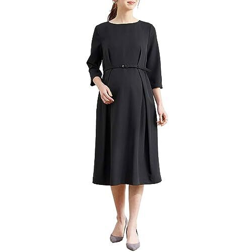 [ANGELIEBE エンジェリーベ] マタニティ 授乳服 ワンピース 授乳口付 タックベルテッド ワンピ 産前 産後 フォーマル お宮参り 戌の日 オフィス L-LL ブラック 22949503,授乳,ワンピース,お宮参り