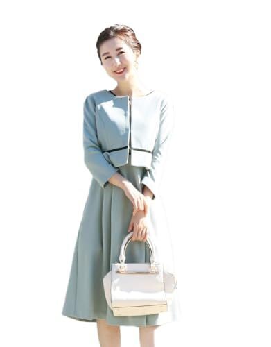 [Milk tea] 授乳服 マタニティ セレモニー アディール・ジャケット＋授乳ワンピース・スーツ2点セット【6216183】 (JP, アルファベット, L, ブルーグレー),授乳,ワンピース,お宮参り