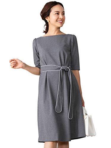 [スウィートマミー] Sweet Mommy マタニティ 授乳服 タック ワンピース シルキーストレッチポンチ素材 ウエストリボンつき 卒園式 入園式 お宮参り 参観日 グレーミックス M,授乳,ワンピース,お宮参り