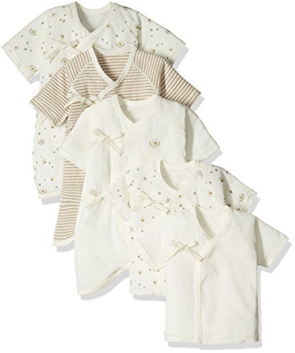 Skip House(スキップハウス) 【オーガニックコットン】新生児肌着5枚組 みつばち柄 50cm - 60cm キナリ 綿100% RNB-16,オーガニックコットン,新生児,肌着