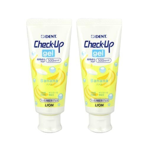 LION ライオン デント チェックアップ ジェル 医薬部外品 バナナ 2本,赤ちゃん,歯みがき粉,