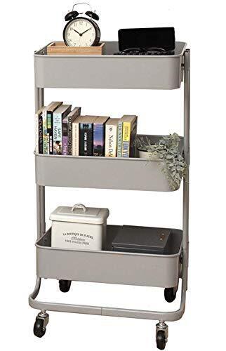 アイリスプラザ キッチンワゴン 調味料ラック バスケットラック 収納ワゴン 3段 キャスター付 幅44.5×奥行35×高さ78cm グレー,ベビー服,収納,100均