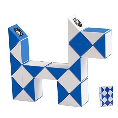 Magic Snake マジックスネーク 魔方 ストレス解消 育脳 脳トレ 知能ゲーム Magic Cube 立体パズル JellyCube (ブルー24Part),知育,立体パズル,おもちゃ